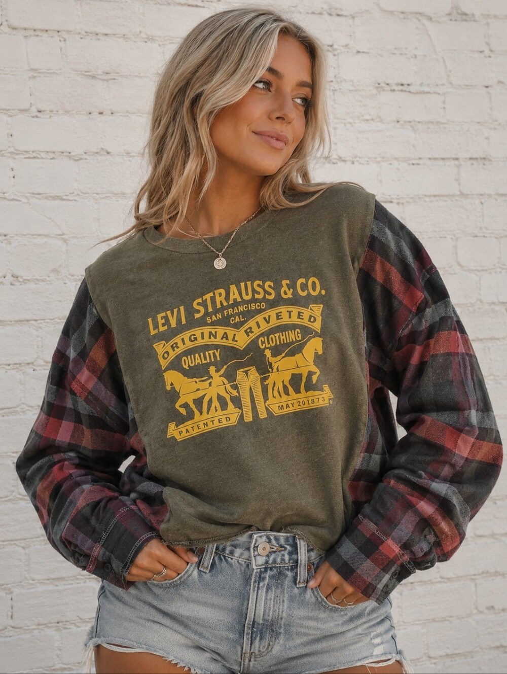 Upcycled Levi's flannel tee
